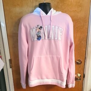 Disney Parks Pink Minnie Mouse Womens Hooded Sweatshirt Size Large